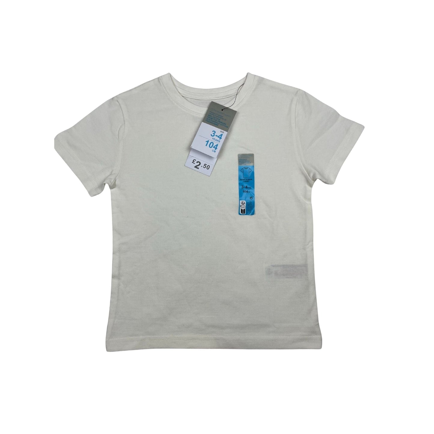 Creme, Naturweißes T-Shirt, Jungen, Mädchen, Größe 3-4 Jahre