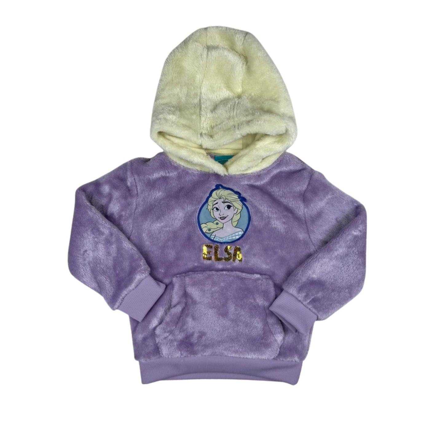 Flauschiger Kapuzenpullover mit Elsa-Motiv