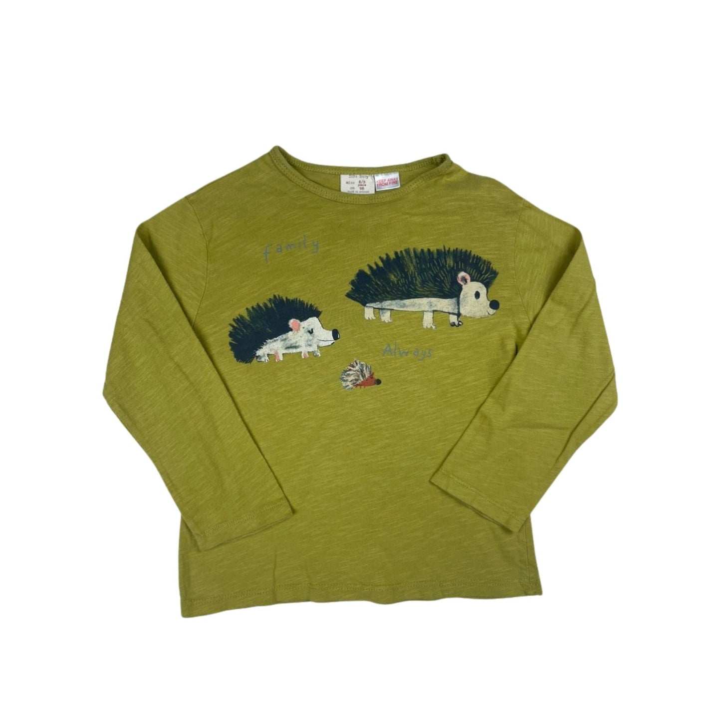 Grünes Langarmshirt mit Igelmotiv