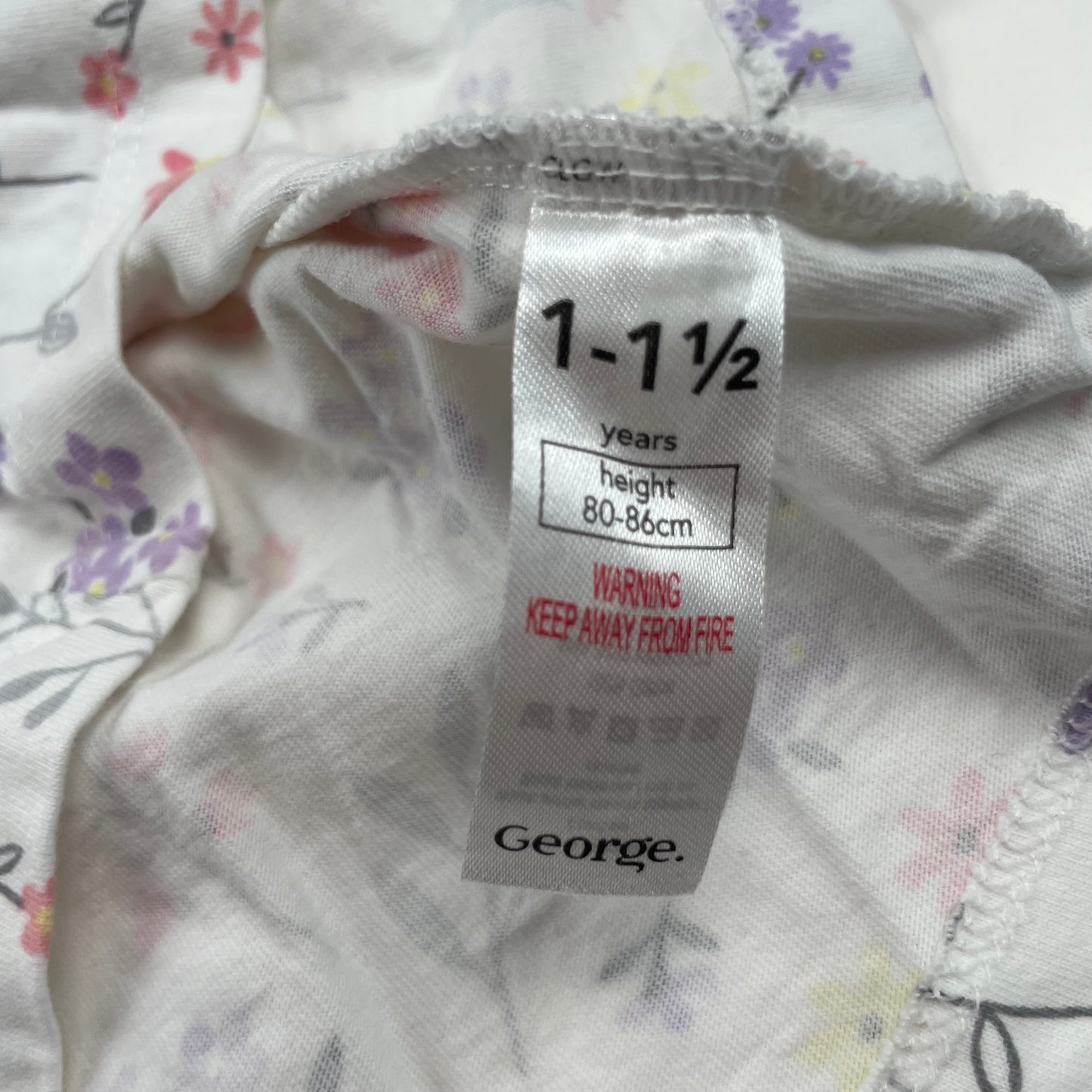 Weißes Kleid mit Blumenmuster für Kinder von George, Größe 1-1,5 Jahre – label