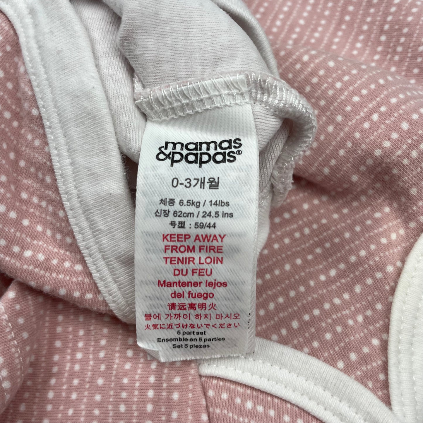 Rosa Baumwoll-Body mit Punkten, Größe 0-3 Monate – label