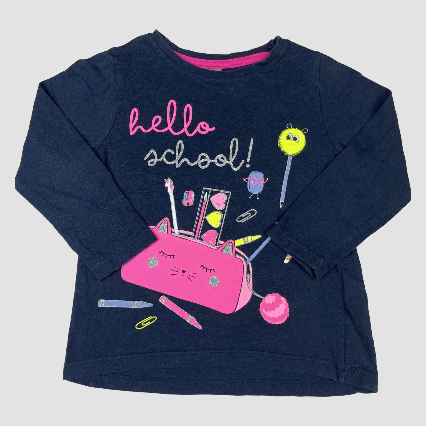 Dunkelblaues Langarmshirt aus Baumwolle mit