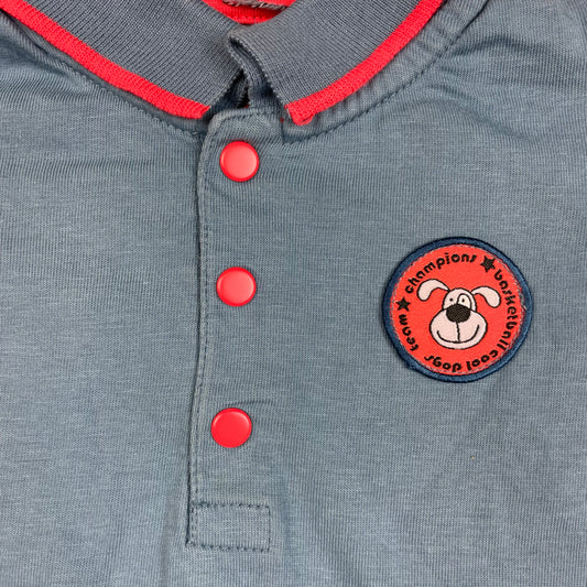Blaues Sigikid Polo-T-Shirt Größe 74 mit roten Details und Patch