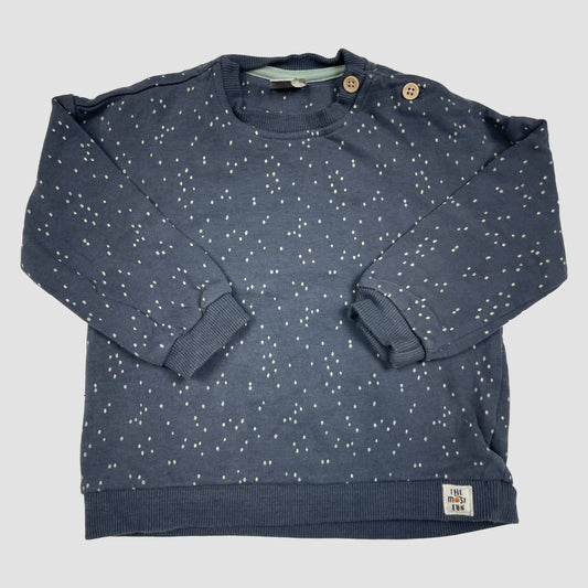 John Lewis Set: Sweatshirt und Leggings dunkelblau mit Punkten, Größe 9–12 Monate – detail