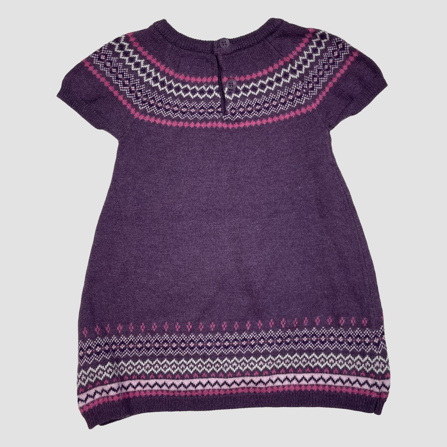 Lila Baby-Strickkleid mit Norwegermuster in Rosa und Weiß von H&M L.O.G.G., Größe 62 4