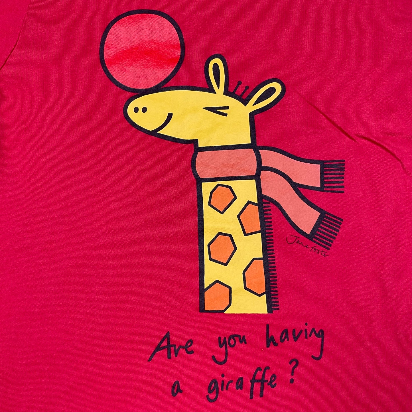 Rotes Kinder-T-Shirt mit Giraffen-Print von Comic Relief, Größe 3–4 Jahre – fabric