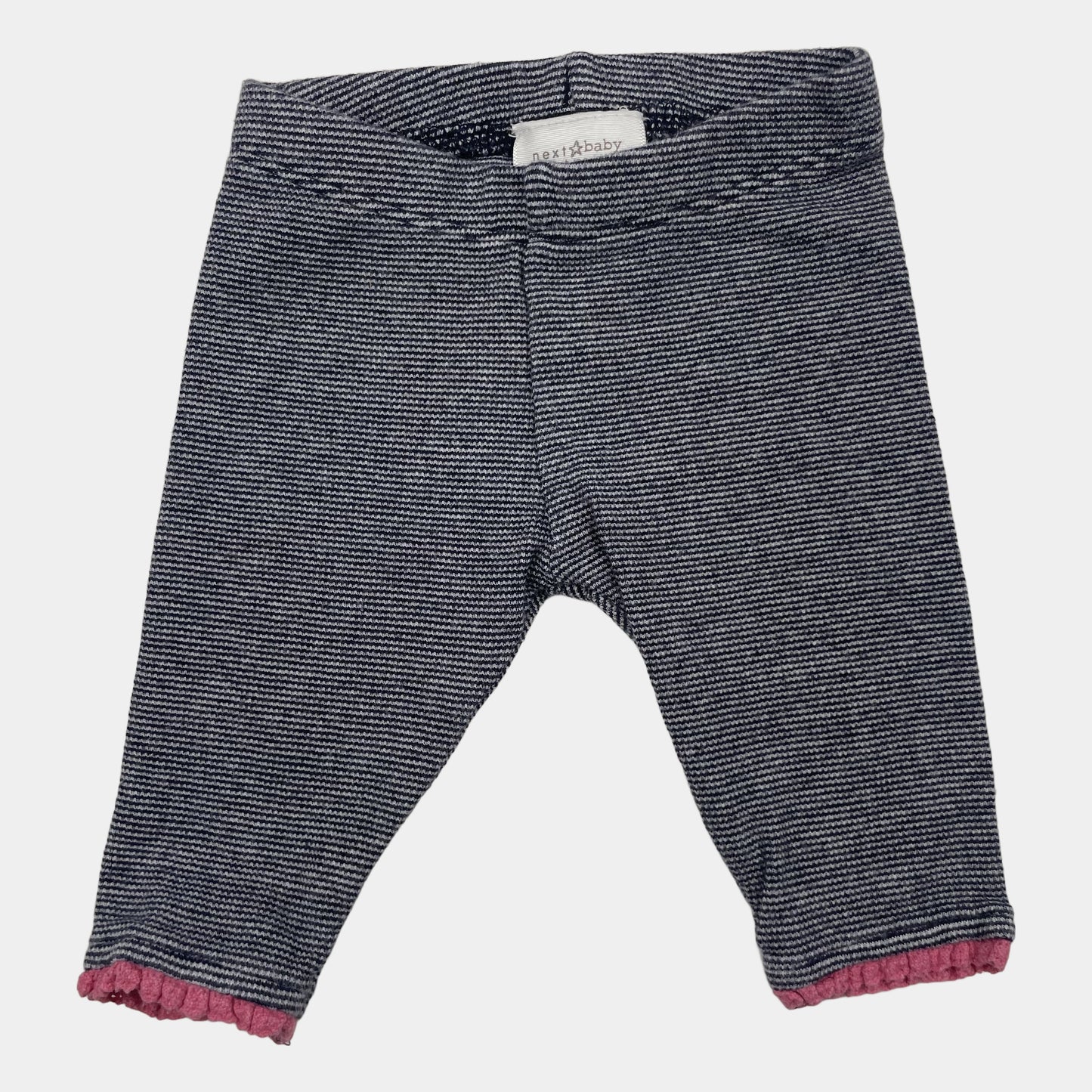 Gestreifte Baby-Leggings mit rosa Saum, bis 1 Monat