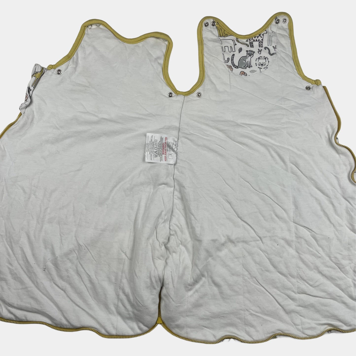 Babyschlafsack mit Tiermuster, weiß, verschiedene Tiere – inside