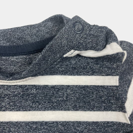 Grau-weißer gestreifter Baby-Pullover von Primark für 6–9 Monate alte Babys – detail