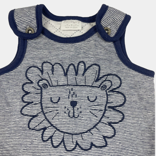 Gestreifter Overall mit Löwenmotiv, 3-6 Monate, 55% Polyester, 45% Baumwolle, von F&F – detail