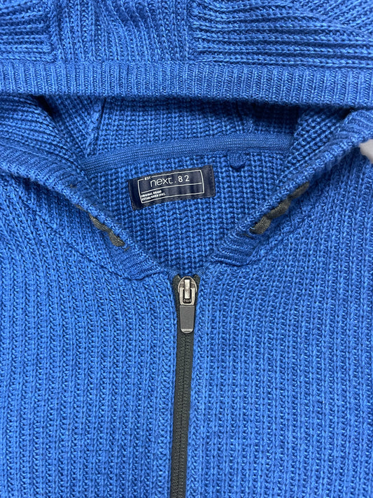 Blaue Strickjacke mit Kapuze für 12 Jahre (ca. 152 cm) – zip