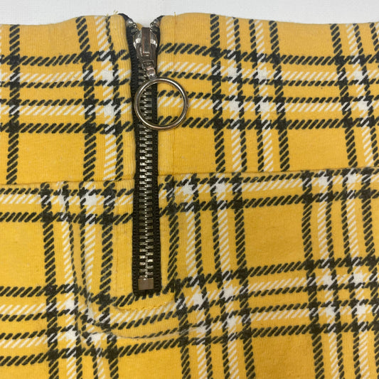 Karierter Rock in Gelb und Schwarz mit Reißverschluss hinten, Größe 10/11 Jahre – detail