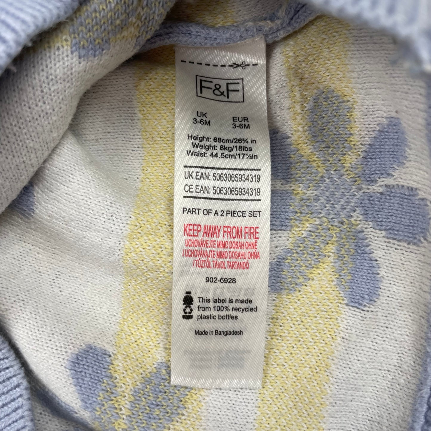 Blauer Baumwoll-Pullover mit Blumenmotiv und langen Ärmeln – label