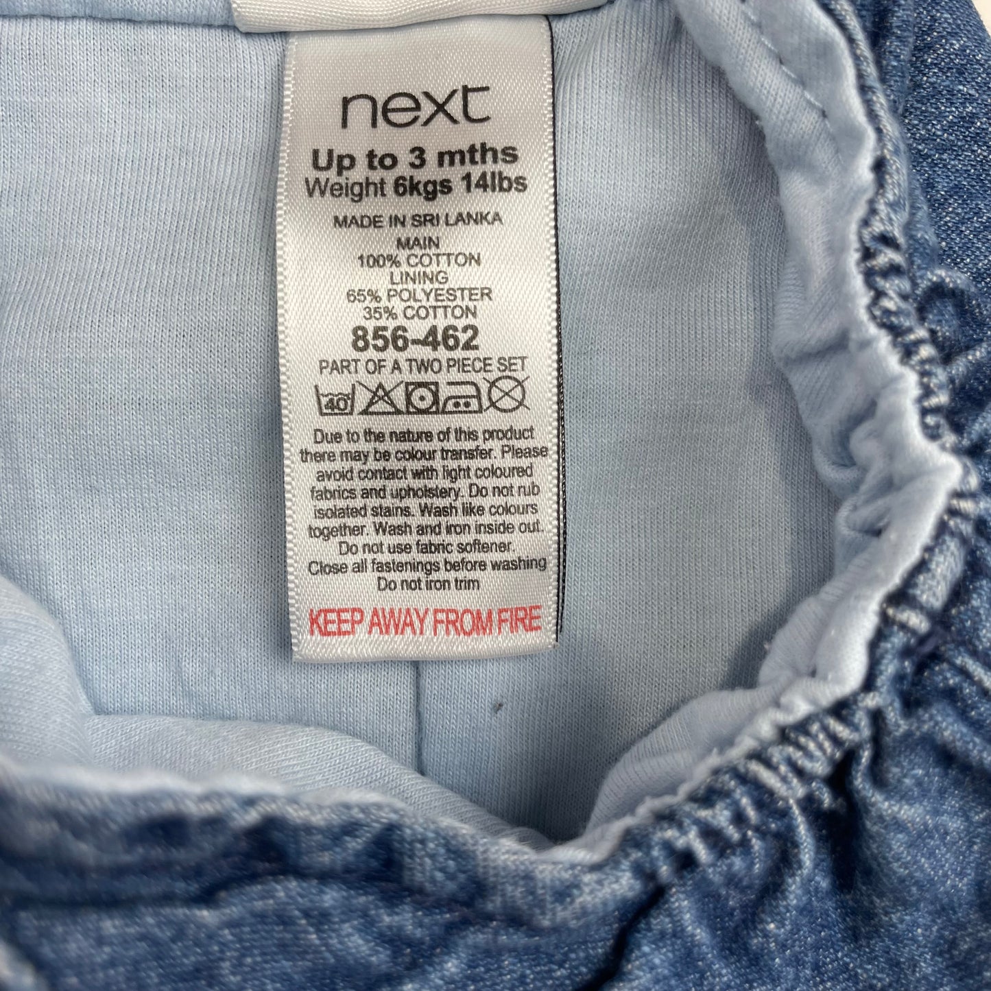 Blaue Denim-Latzhose mit Affenmotiv für Babys bis 3 Monate – label