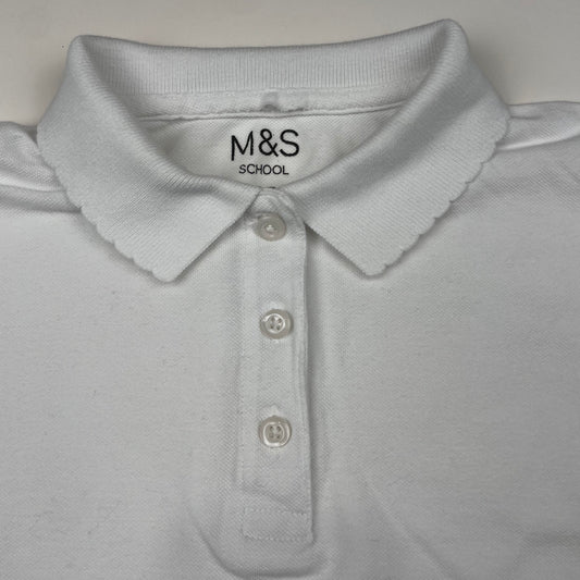 Weißes Langarm-Polohemd aus Baumwolle für Kinder – detail