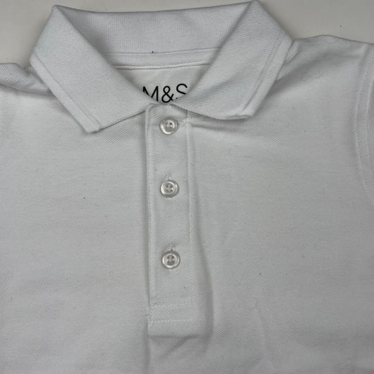 Weißes Baumwoll-Poloshirt mit kurzem Kragen und Knopfleiste – collar