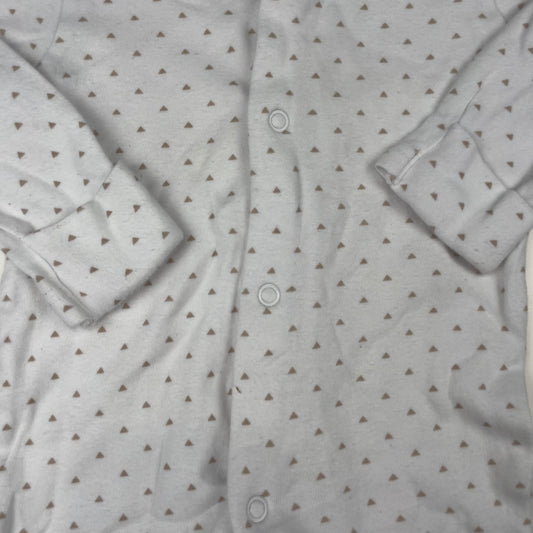 Weißer Baumwoll-Overall mit Pünktchenmuster und durchgehender Knopfleiste – detail