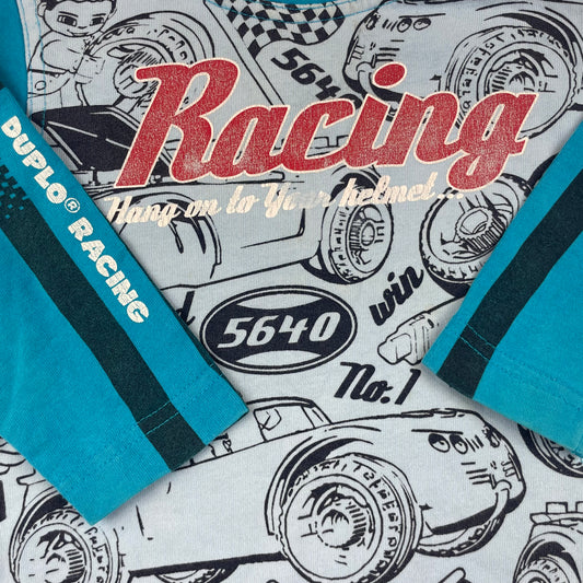 Blauer Langarmshirt mit Rennmotiv von LEGO Wear in Größe 80, 12-18 Monate – detail