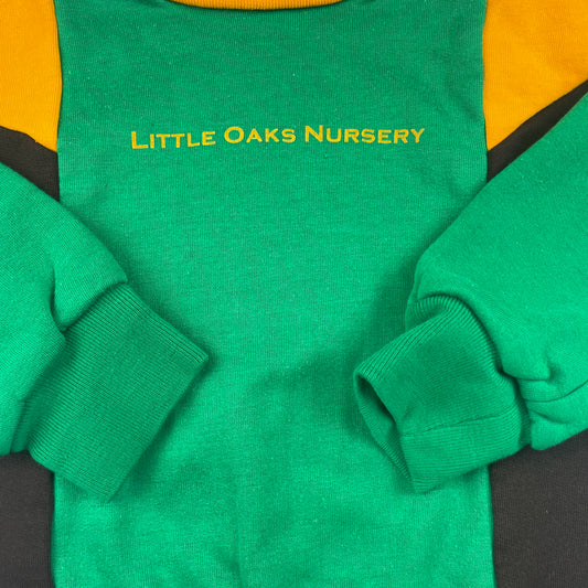 Grüner und gelber TOPO Fleece-Pullover für Kinder, Alter 6 Jahre – detail