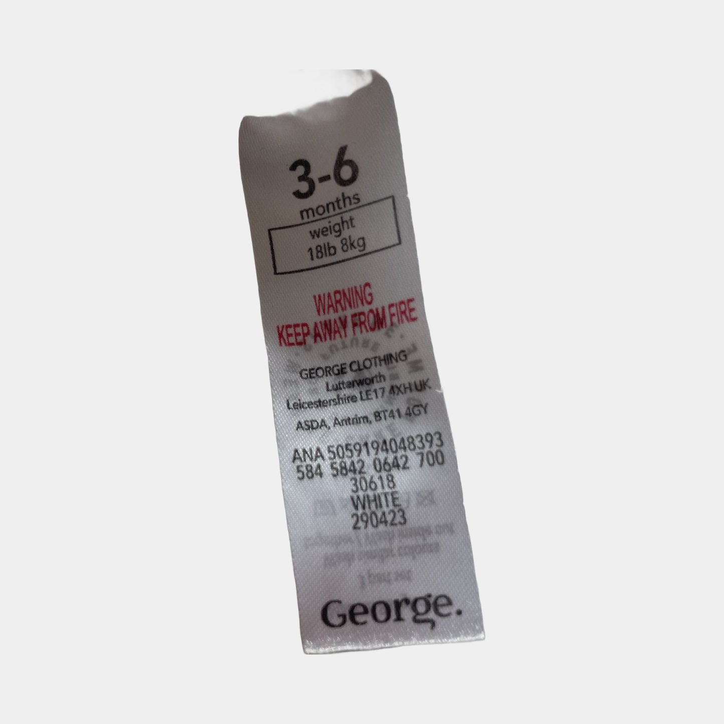 Weißer Langarm-Body für Babys, Größe 3-6 Monate, 100% Baumwolle – label