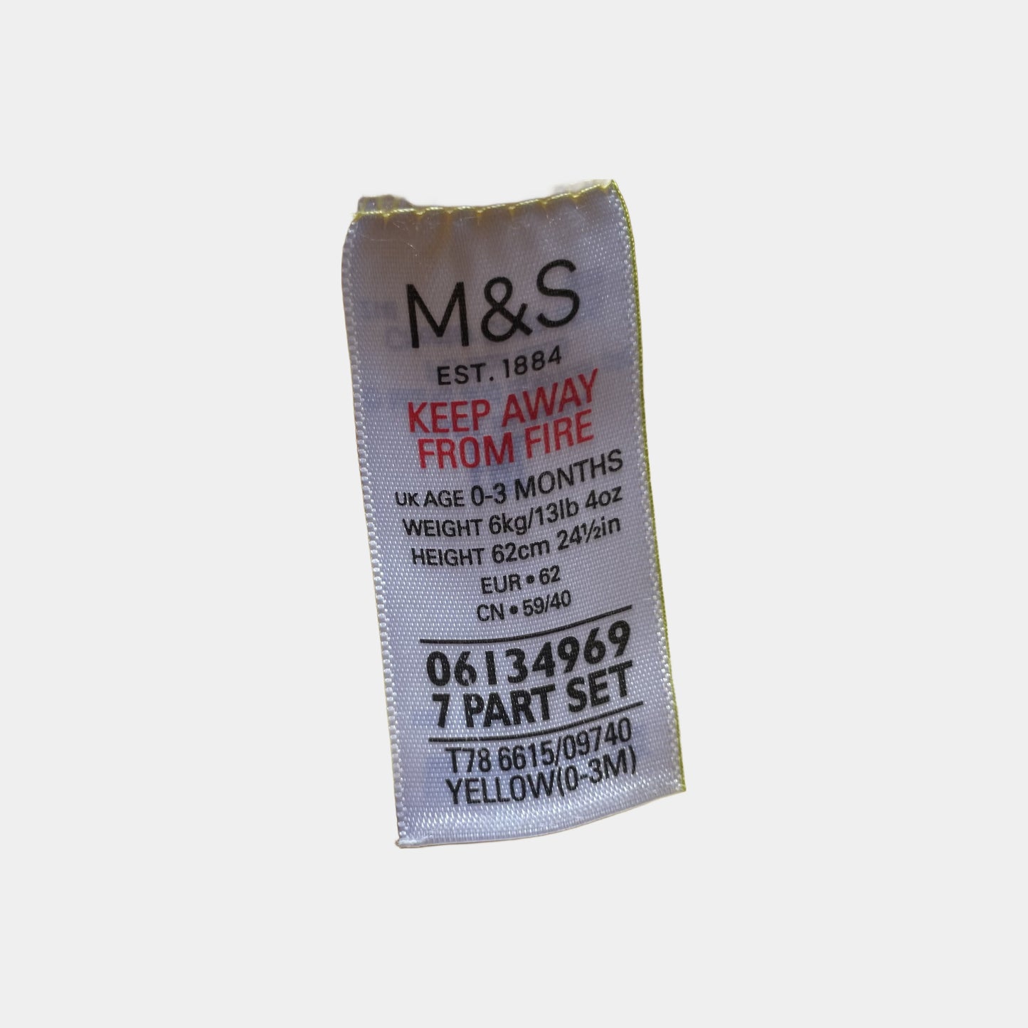 Gelber Baumwollbody für Babys, Größe 0-3 Monate – label