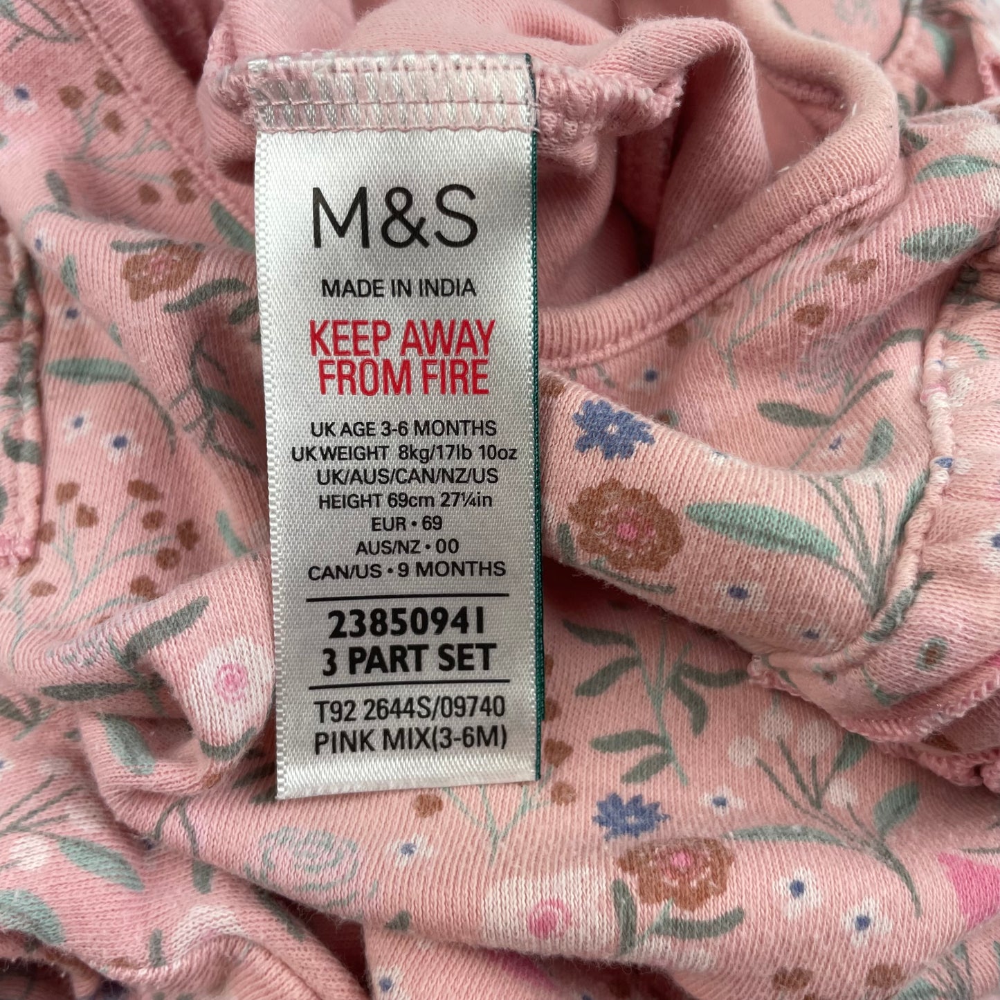 Rosa Baumwoll-Overall mit Blumenmuster für Babys – label