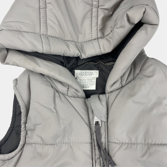 Graue Steppweste mit Kapuze – detail