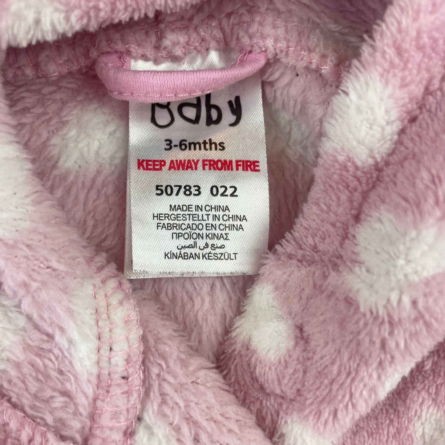Rosa Bademantel aus Polyester mit Herzmuster und Kapuze für Babys – label