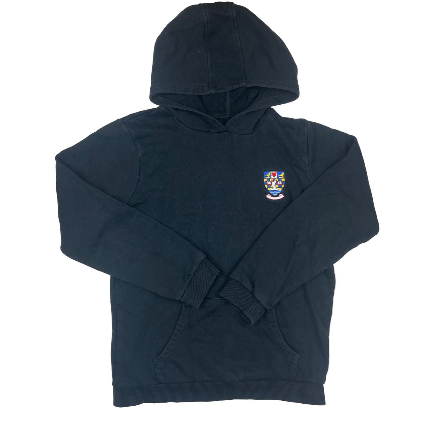 Schwarzer M&S Kinder-Hoodie mit Wappen, Größe 11–12 Jahre – front