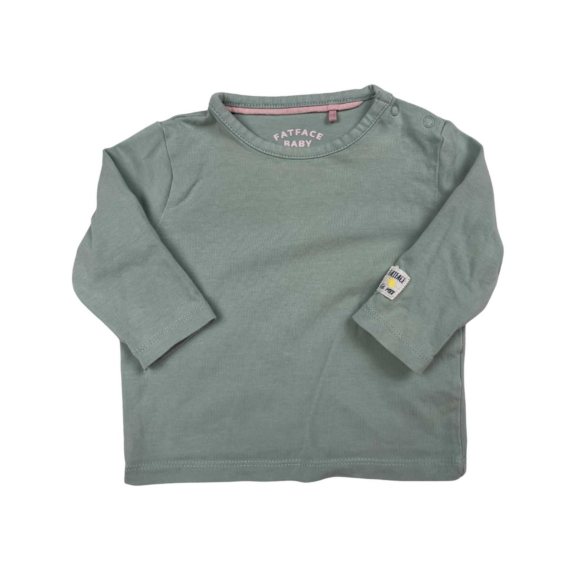 Sableigrünes Langarmshirt, Mädchen, Größe 0-3 Monate