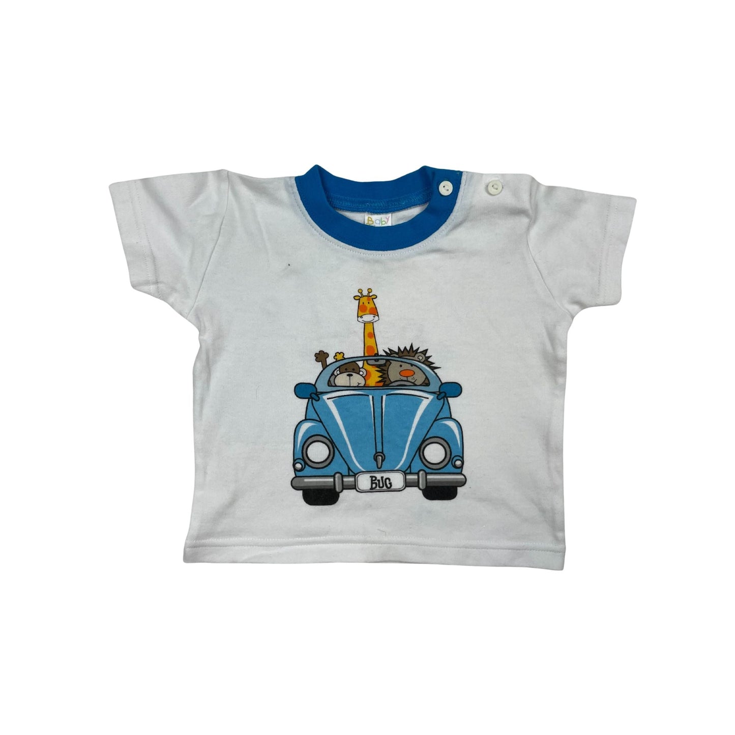 Weißes T-Shirt, Tiermotiv, Jungen, Größe 6-9 Monate