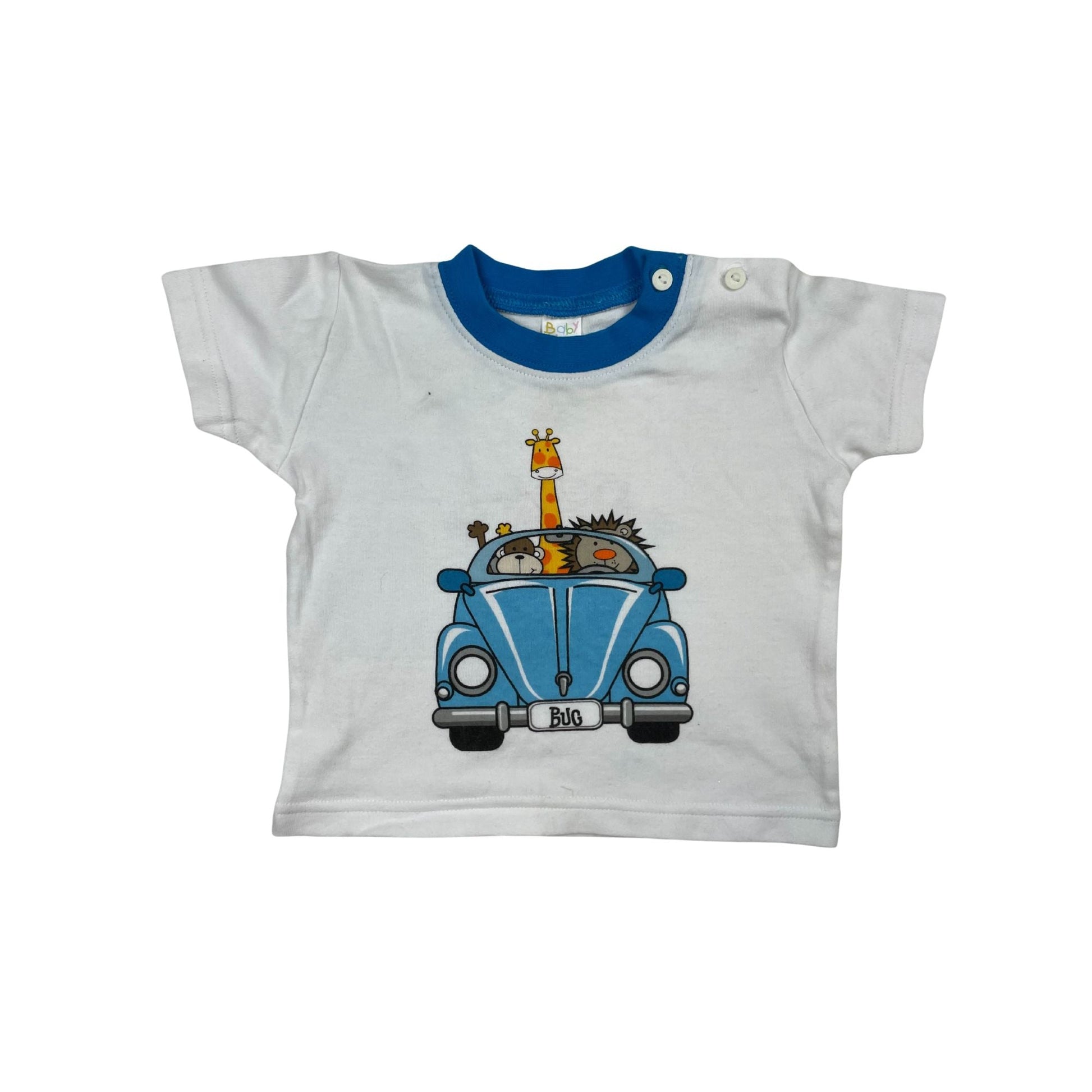 Weißes T-Shirt, Tiermotiv, Jungen, Größe 6-9 Monate