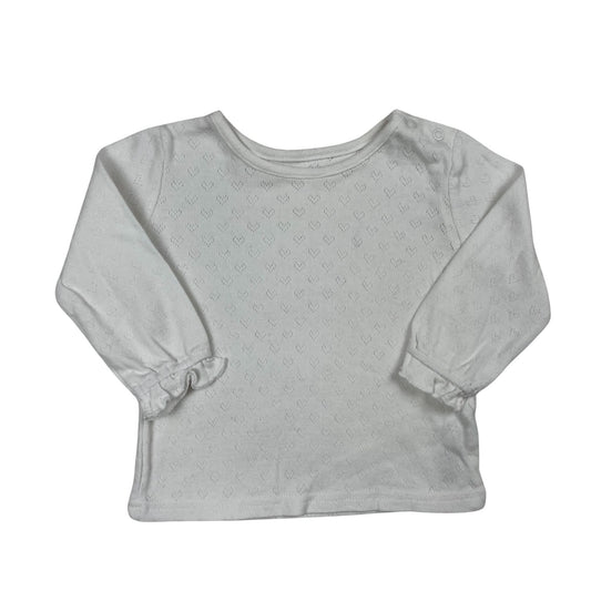 Weißes Langarmshirt, Mädchen, Größe 3-6 Monate