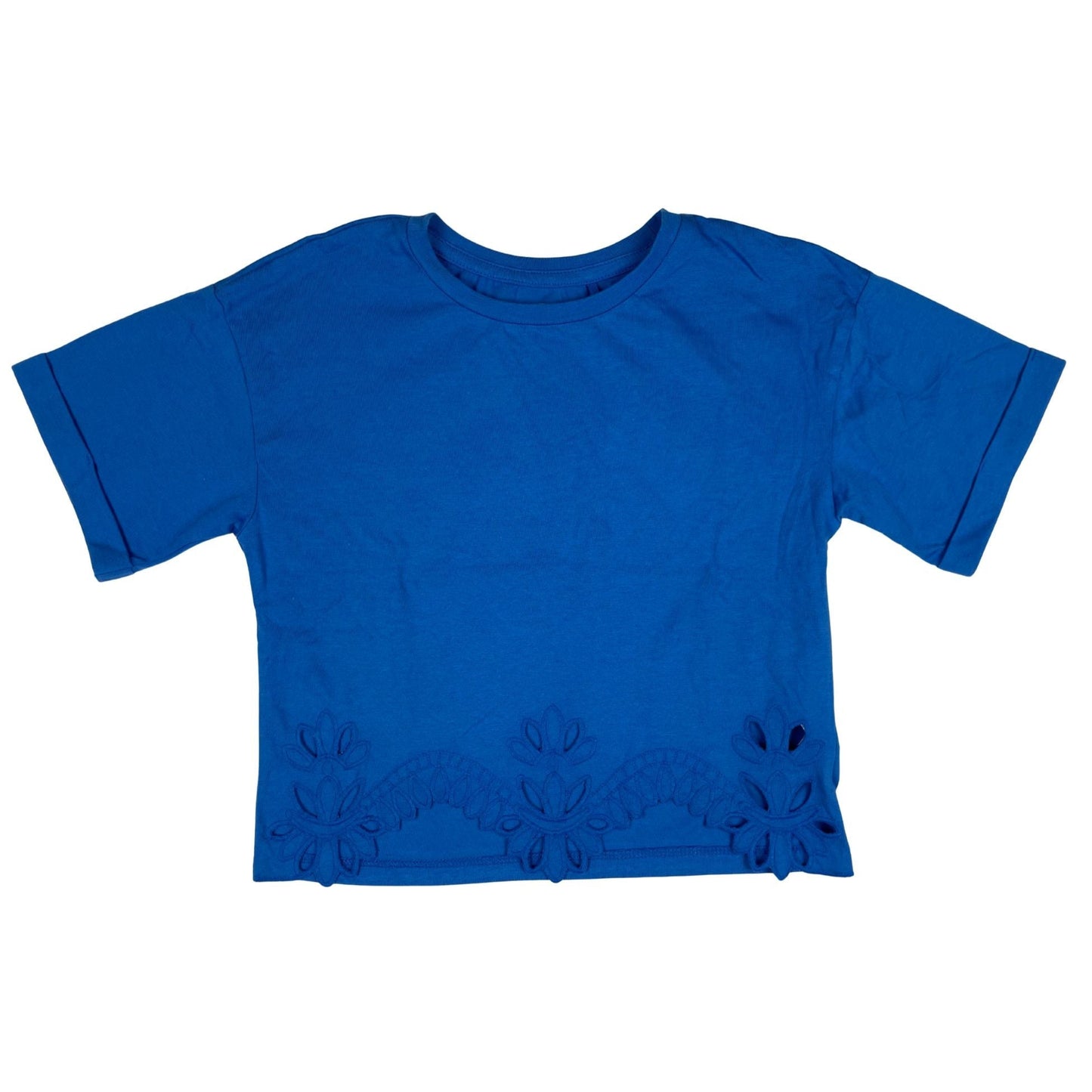 Blaues T-Shirt mit Cut-out-Muster