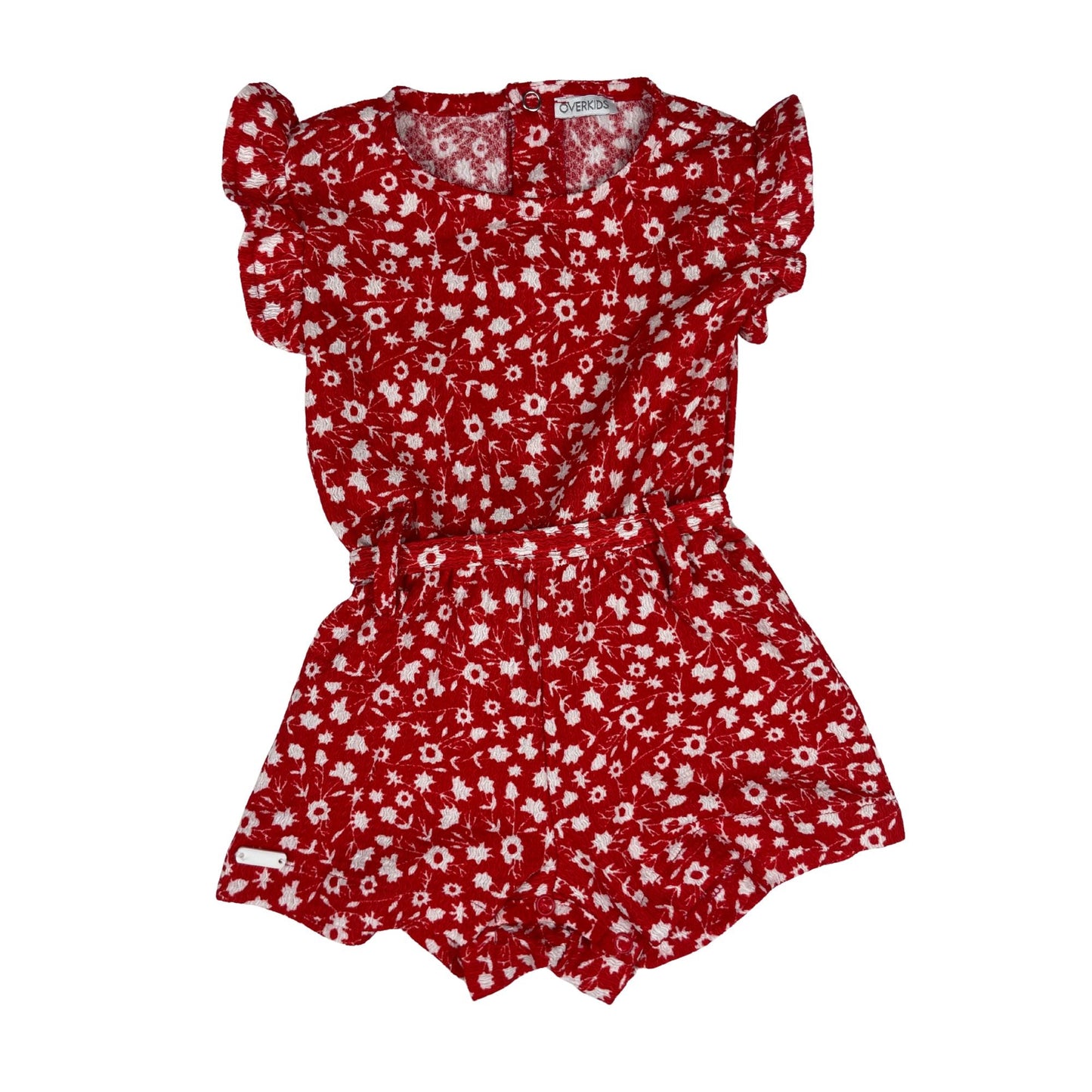 Roter Kinder-Jumpsuit mit Blumenmuster