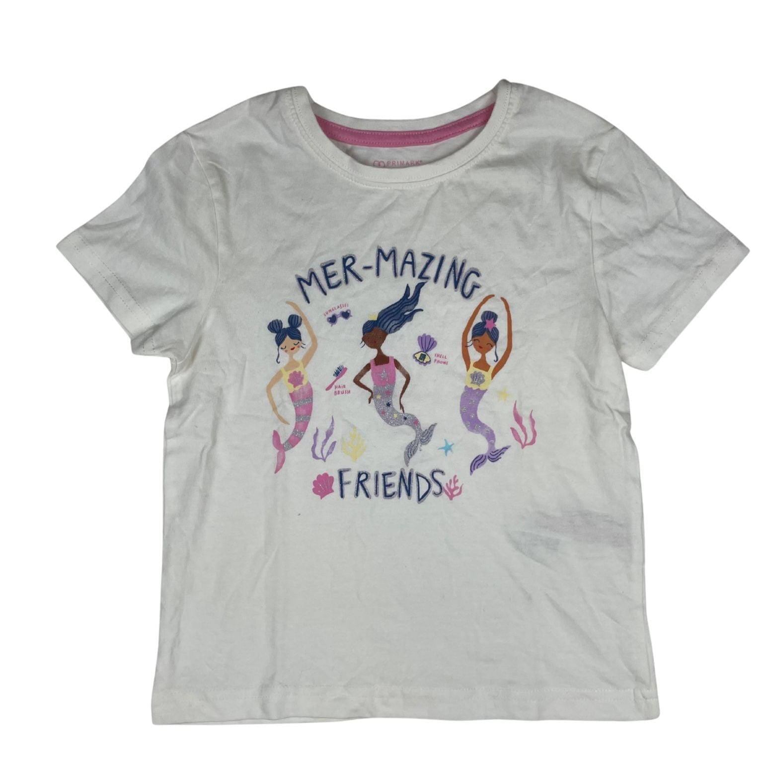 Meerjungfrauen T-Shirt für Mädchen in Weiß, vorderseitig bedruckt