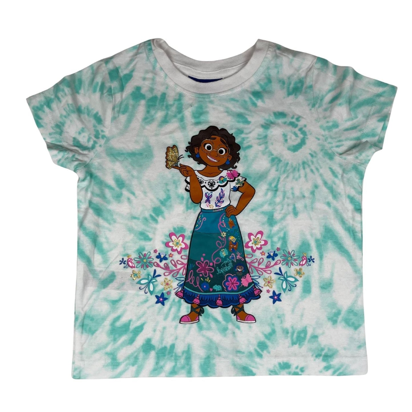 Mintgrünes T-Shirt mit Cartoon-Motiv vorne