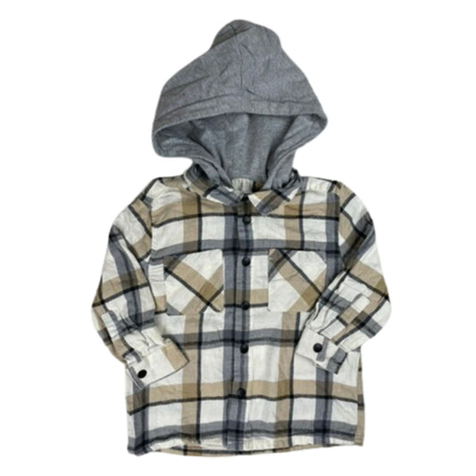 Karierte Hemdjacke mit Kapuze für Jungen, Größe 3-4 Jahre