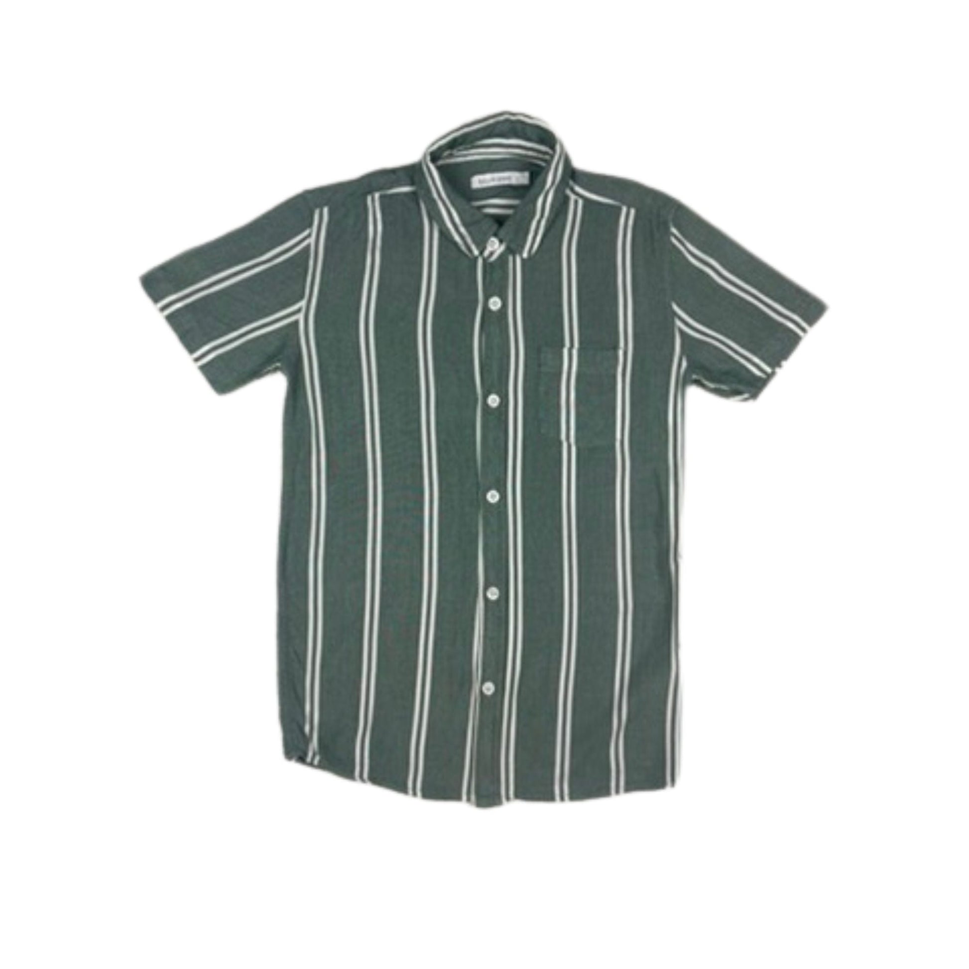 Gestreiftes Kurzarmhemd in Grün von Blue Zoo für Jungen