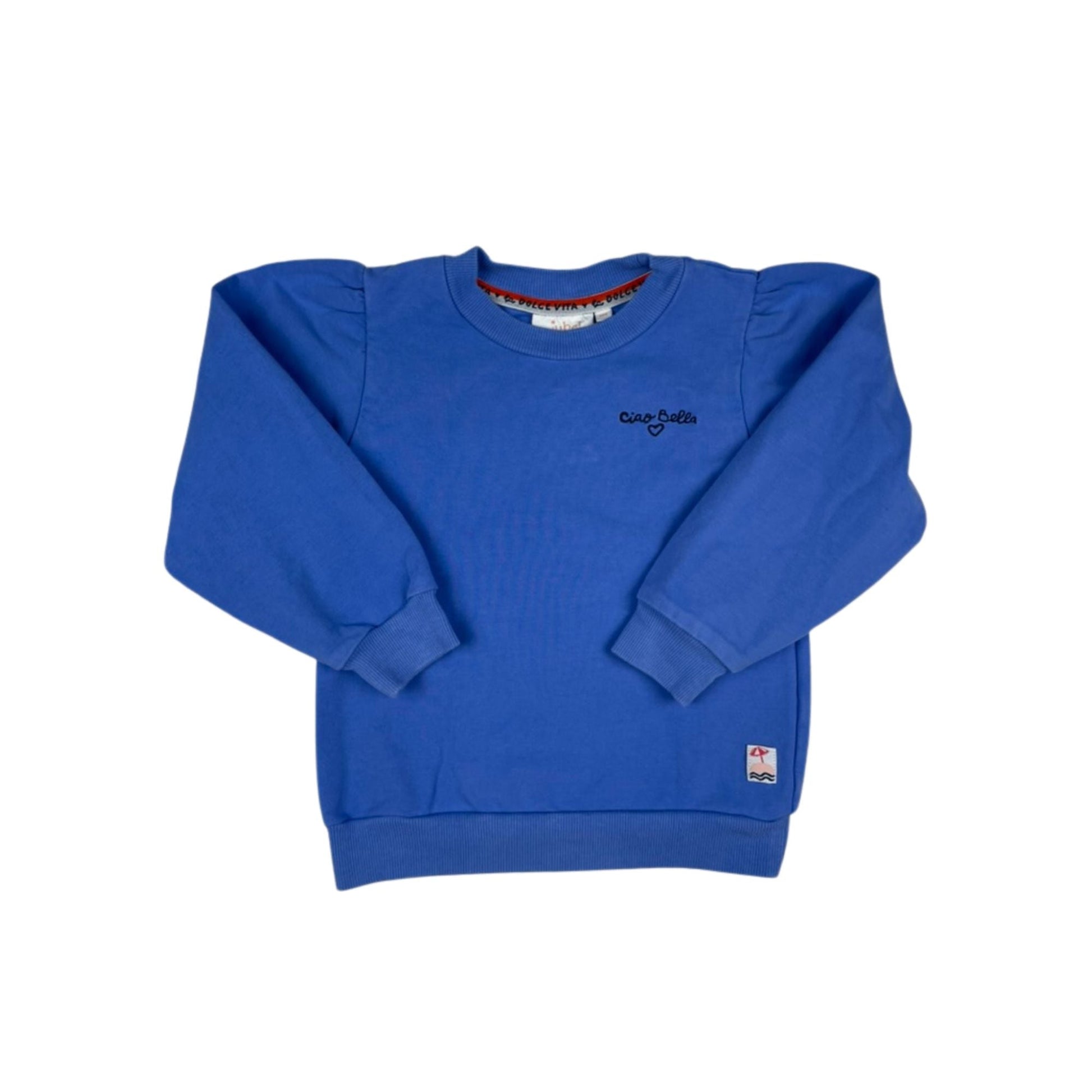 Blauer Mädchenpullover mit 'Ciao Bella' Schriftzug