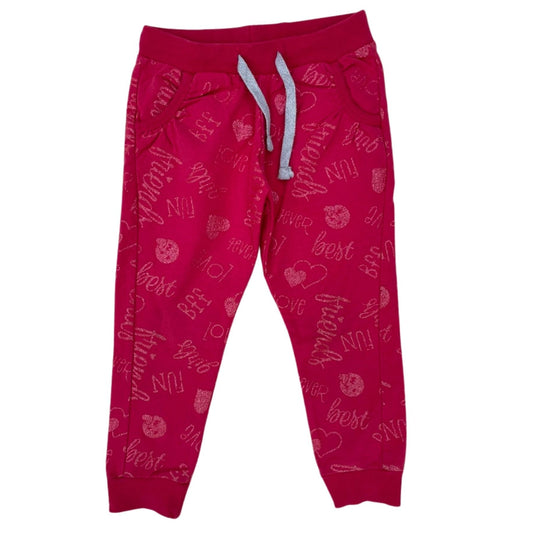 Jogginghose mit Glitzerschrift in Pink, Größe 104 für Mädchen
