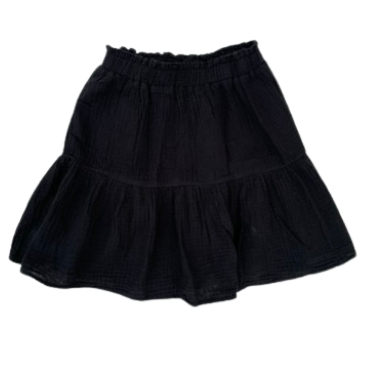 Schwarzer Kinderrock aus Baumwolle mit Volants