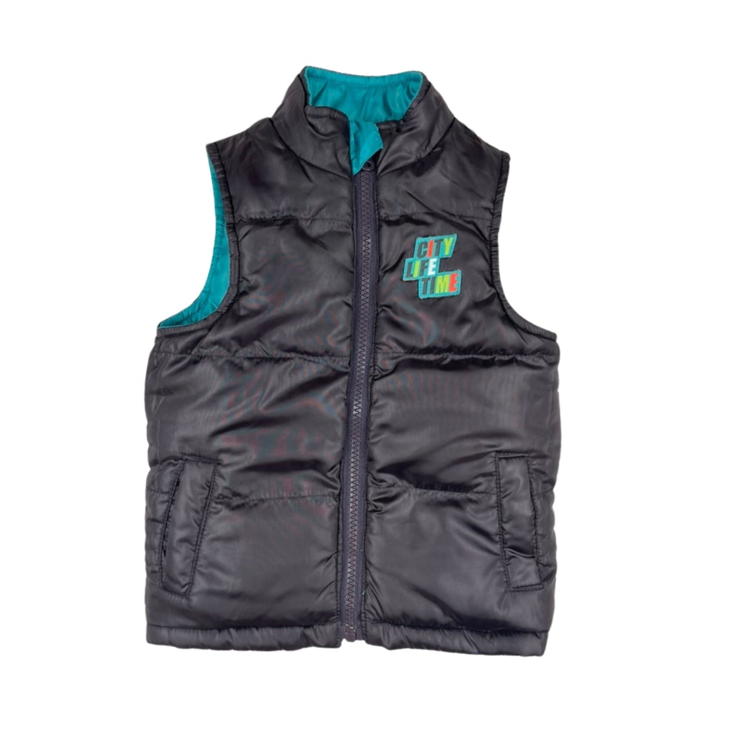 Wendbare Steppweste in Türkis und Schwarz für Kleinkinder