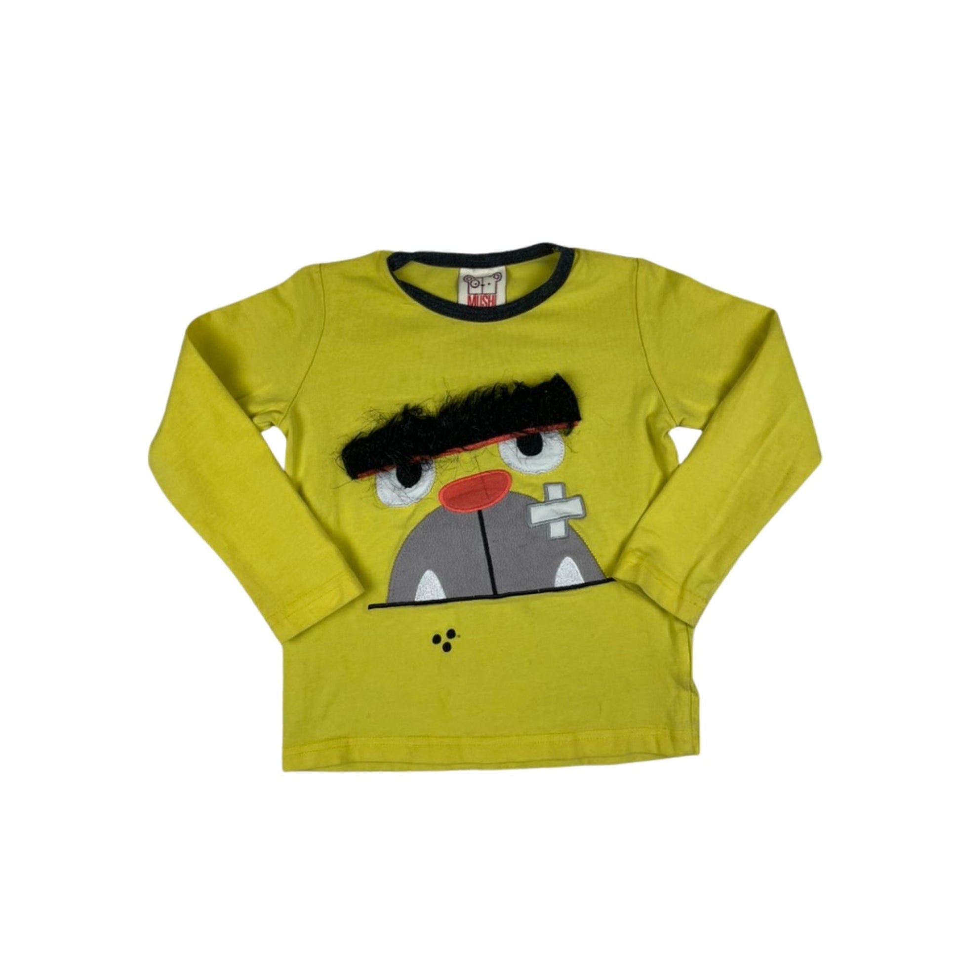 Freches Langarmshirt mit Monsterprint in Gelb