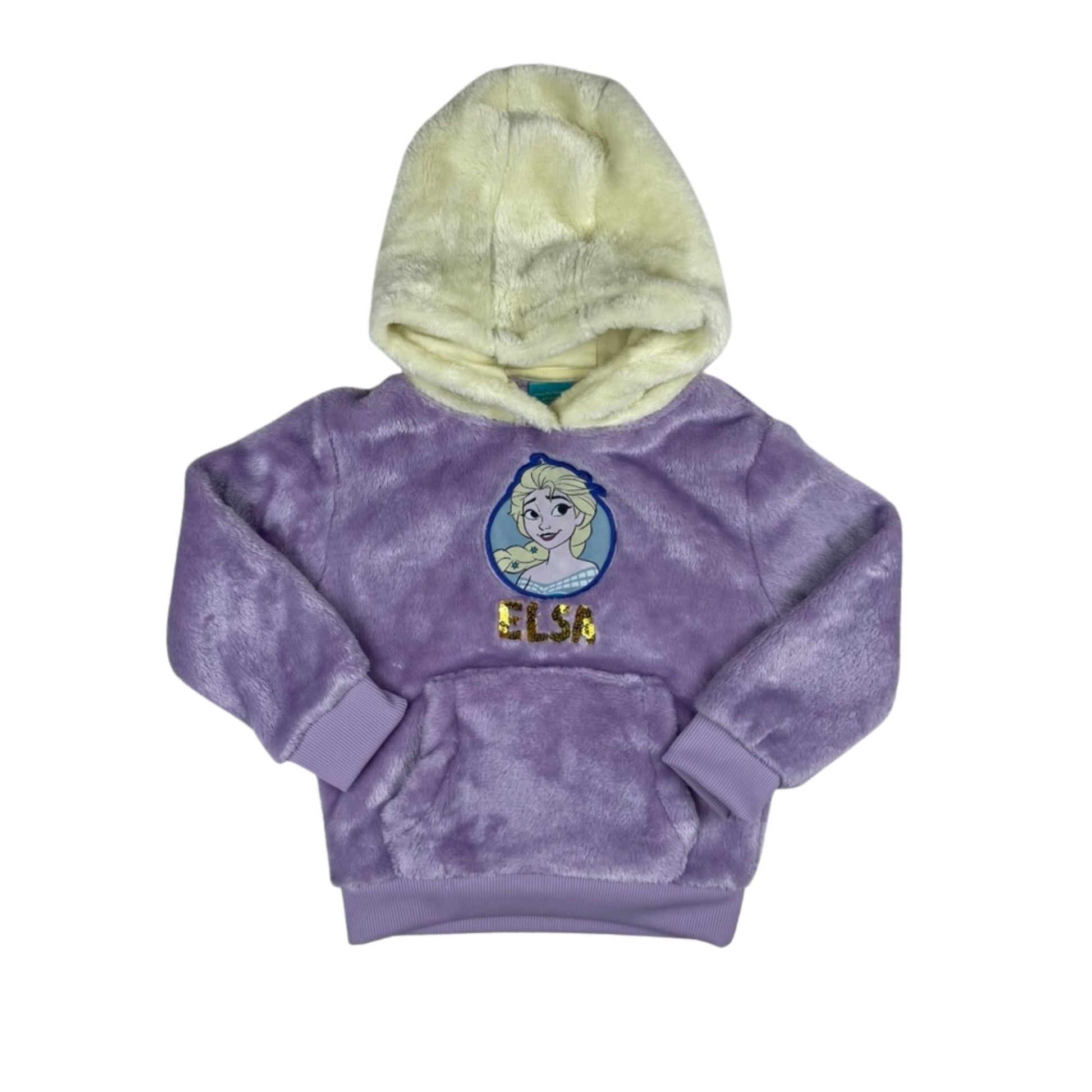 Flauschiger Kapuzenpullover mit Elsa-Motiv