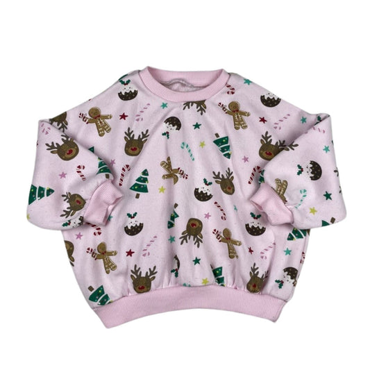 Rosa Sweatshirt mit Weihnachtsprint