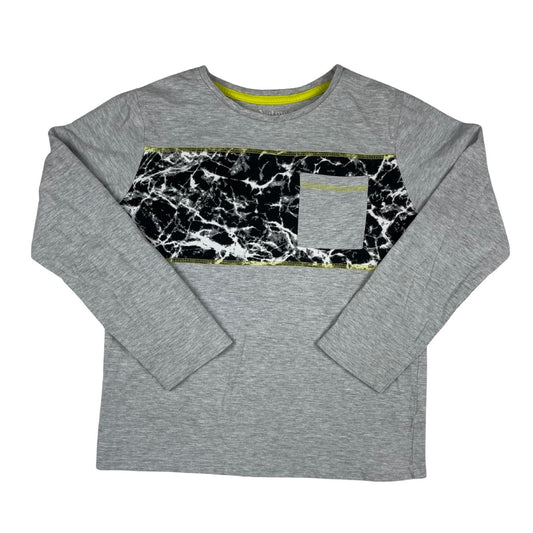 Langarmshirt mit Marmorprint und Brusttasche