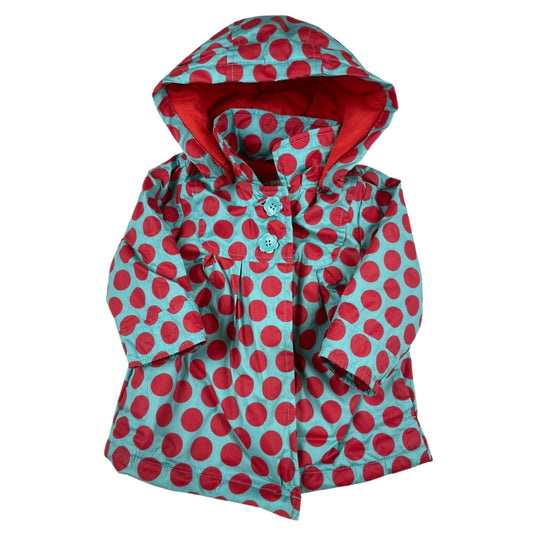 Babyjacke in Türkis mit roten Punkten und Kapuze von John Lewis, Größe 6–9 Monate