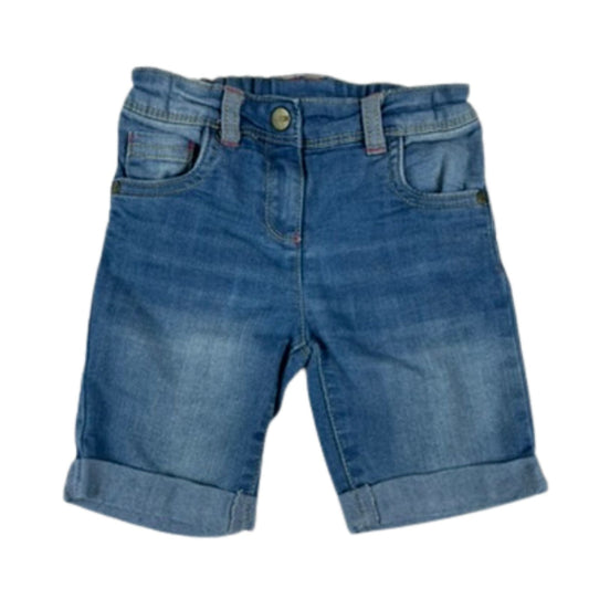 Blaue Jeansshorts von Nutmeg mit umgeschlagenen Säumen und verstellbarem, knöpfbarem Bund.