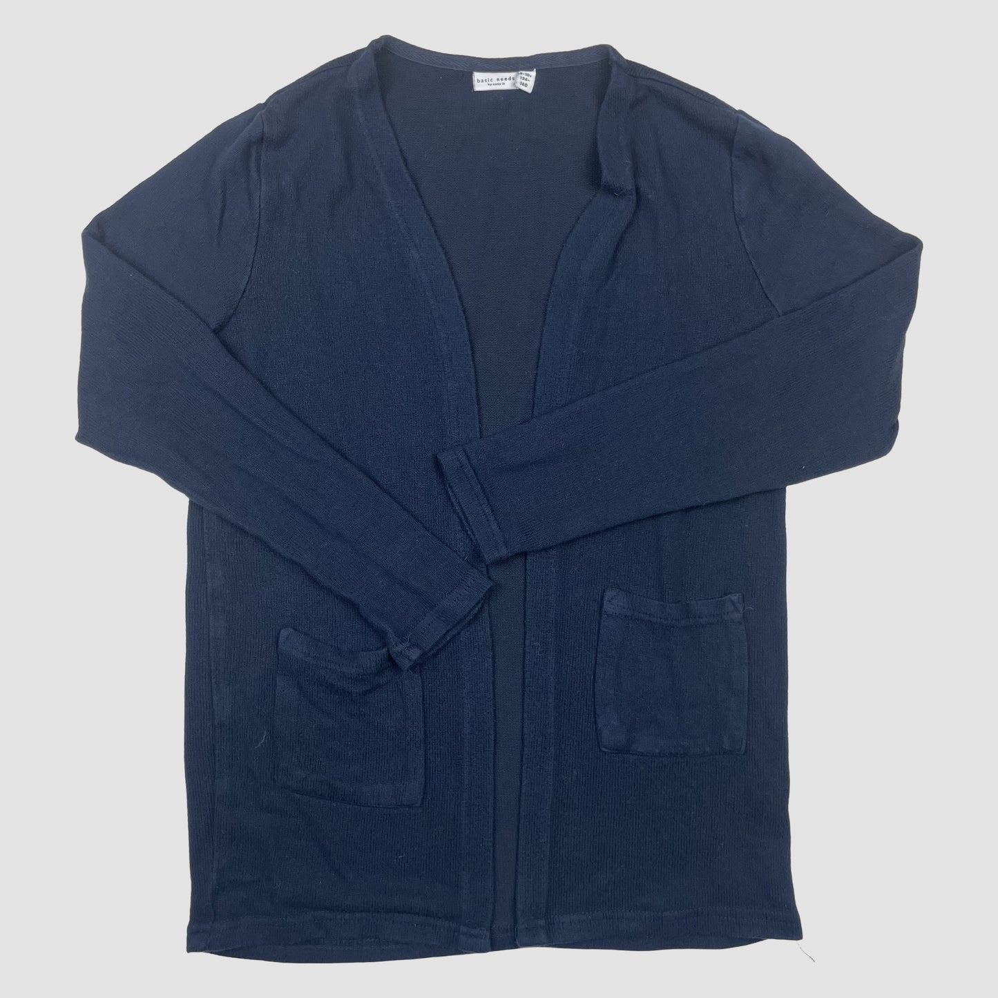 Dunkelblaue Kinder-Strickjacke von name it, offene Front, Gr. 134-140